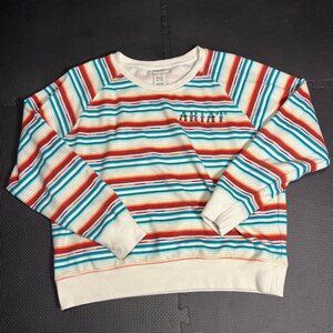 Ariat Real Womens Striped Long Sleeve Crewneck Sweatshirt XL Multicolor Cotton B